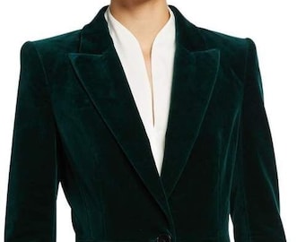 Women Jackets, Green Jackets, English Design silk warm dressing Jacket New arrival jacket and robe Gift for Him, Peak Lapel design.