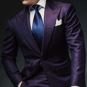 Abito da uomo Abito da sposa viola scuro Abito da sposo Abito da 2 pezzi Abito a due bottoni Abito da festa per uomo Abito da sera Nuovo arrivo 2 pezzi.