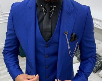 Men's Suit, Royal blue Wedding Suit Groom Wear Suit 3 Piece Suit One Button Suit Party Wear Suit For Men Dinner suit New arrival 3 piece.