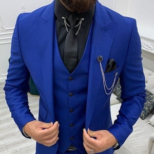 Men's Suit, Royal blue Wedding Suit Groom Wear Suit 3 Piece Suit One Button Suit Party Wear Suit For Men Dinner suit New arrival 3 piece.