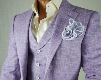 Men purple 3 Piece suits Wedding Suit Grooms Wear Suit One Button Suit Party Wear Suit For Men Dinner suit event wear 3 piece linen suits