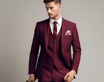 メンズスーツ メンズ バーガンディ フォーマル ファッション スリム