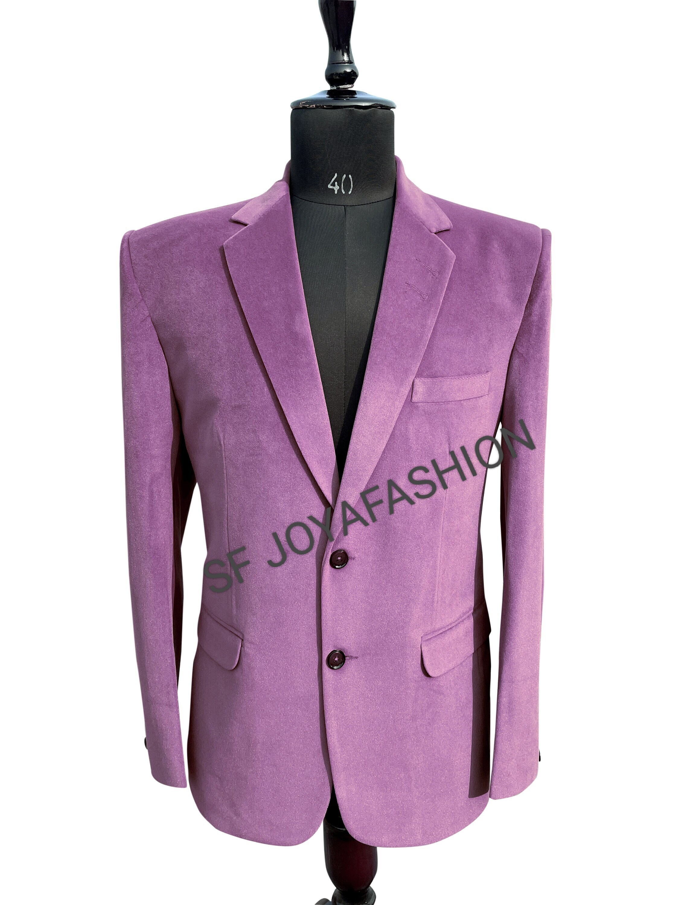 Men's Peach Velvet Tuxedo Jacket: Slim Fit Wedding Blazer