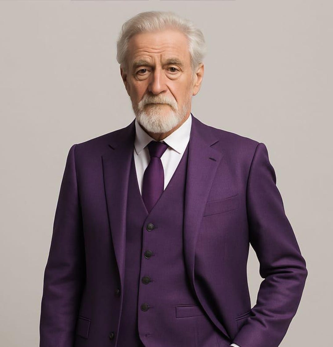 メンズ ディープパープル 3ピーススーツ：モダンフィット ブレザー