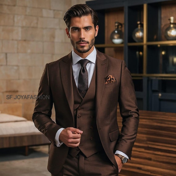 Ensemble Devred Costume Costume Homme Pièces Vintage Marron