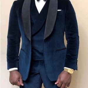 Abiti da uomo in velluto blu, abiti da sposa, abiti da sposo, abiti da 3 pezzi, abiti da festa con un bottone, abiti da uomo, abiti da cena, nuovi abiti in velluto a 3 pezzi