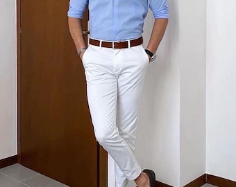Man Pant Shirt Party and Casual Fit and Stylish Pant Shirt Good Looking Sky  Blue Shirt White Pant Events Wear Dress New Casual Fit Man Dress - Etsy