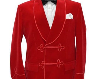 Man's dressing Red velvet jacket. Red velvet design jacket . New gift for husband. New silk dress smocking jacket. Man surprise best gift.