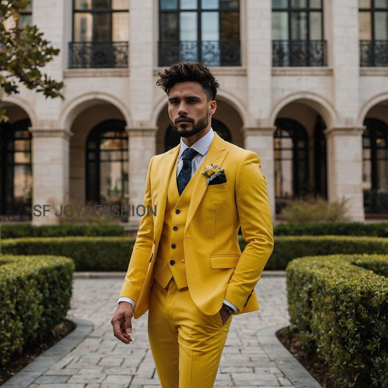 Yellow 3 Piece Suit: Bespoke Wedding Groom's Wear