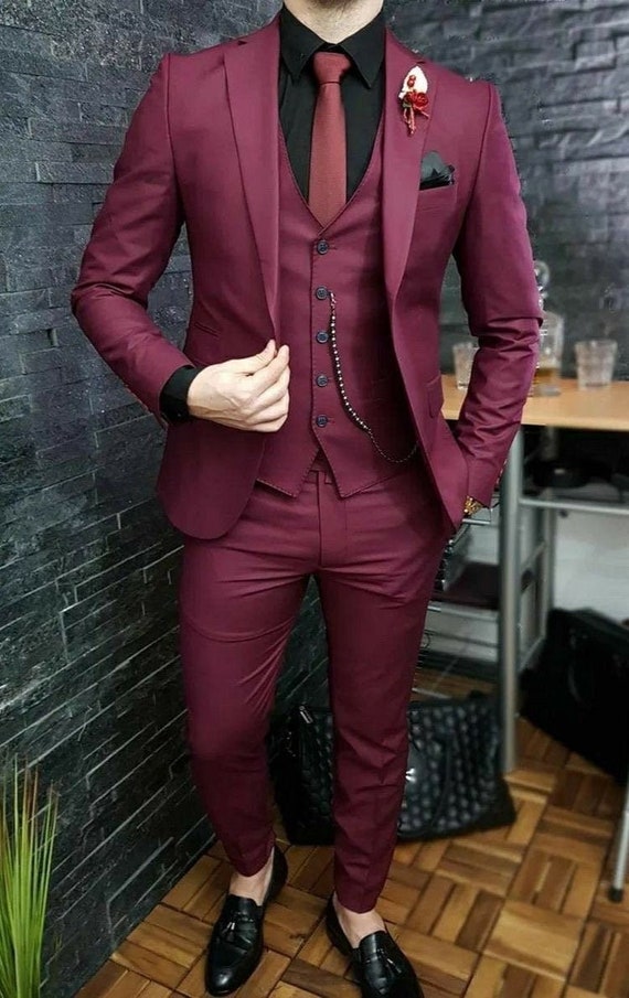 Traje bordo hombre hotsell