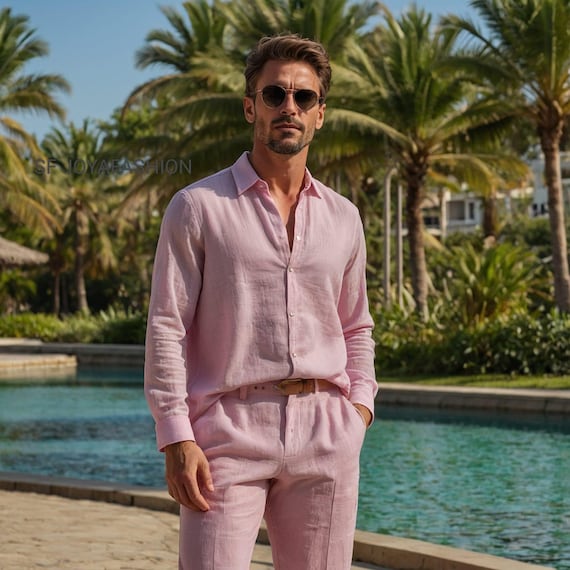 matching men's dress shirts and pants Men's Elegant Shirt and Trouser Set: Formal Wedding Groomsmen Outfit