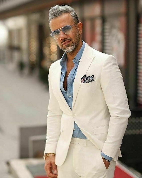 Abiti da uomo abiti di lino bianchi abiti da sposo abiti casual slim fit abiti di lino su misura abiti da sposo da uomo regalo per lui. Etsy Italia