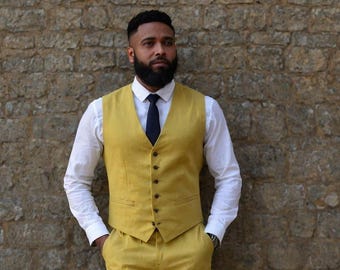 Men's Olive Linen Vest and Pant Set: Lightweight Summer Outfit - Etsy