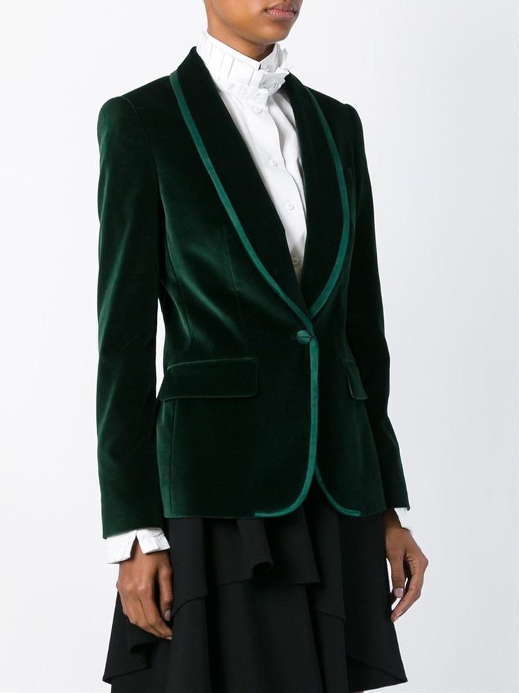Green velvet tuxedo jacket cheap womens