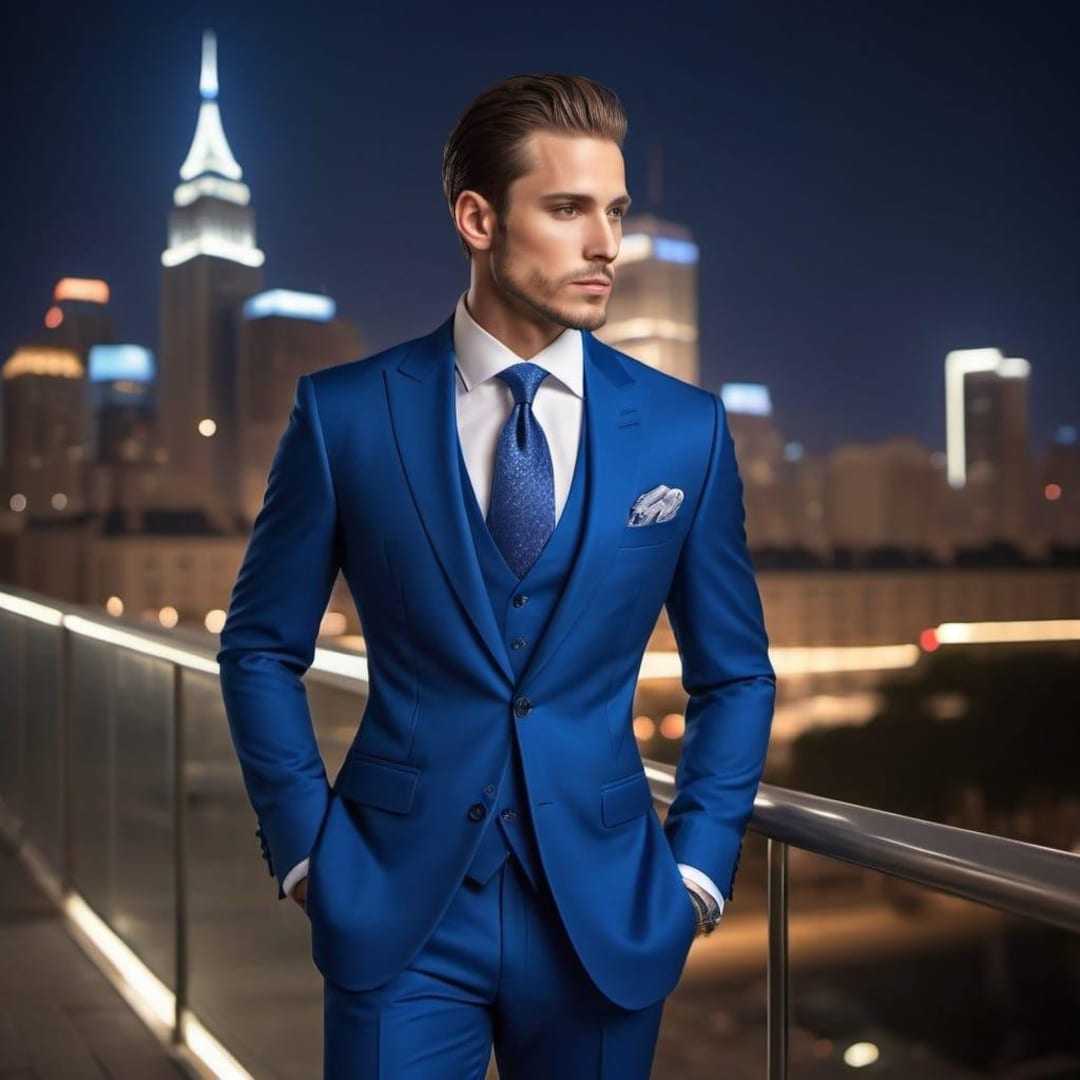 Buy Royal Blue Men's 3-piece Suit: Wedding Groom Dinner Party Wear Online  in India
