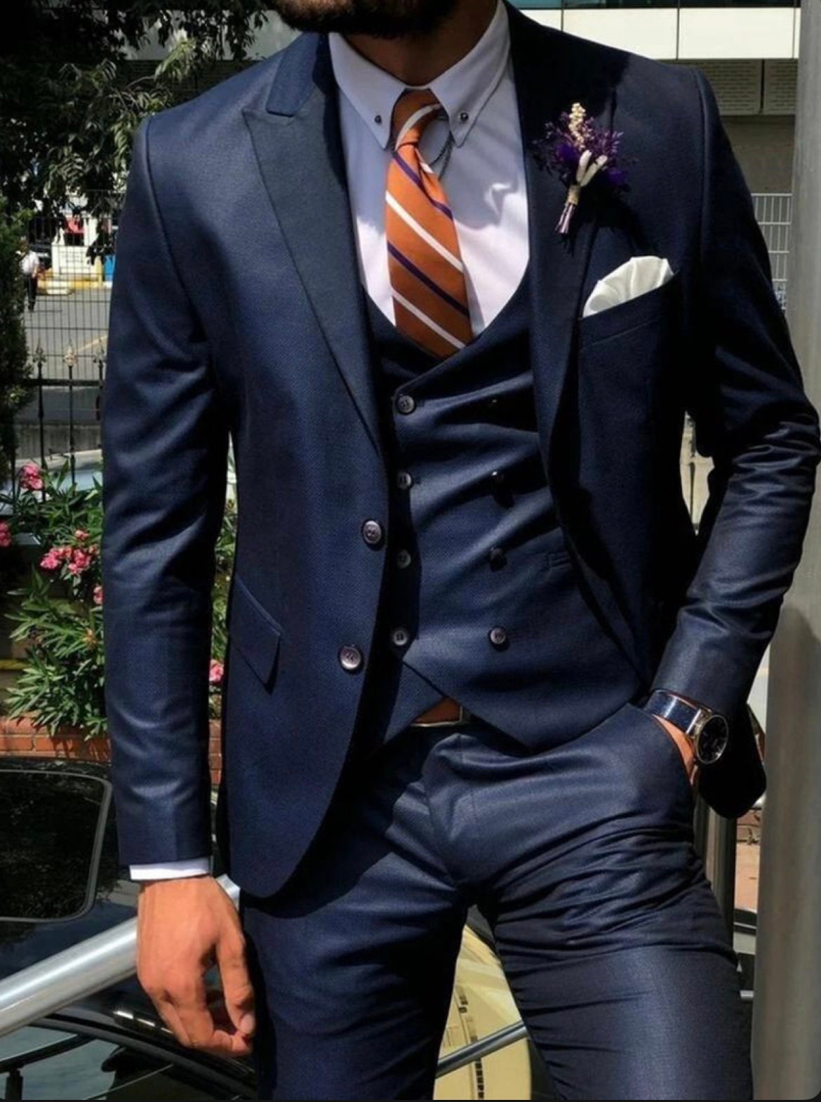 Navy Blue Three-piece Suit for Men for Every Occasion Tailored Fit, the  Rising Sun Store, Vardo 