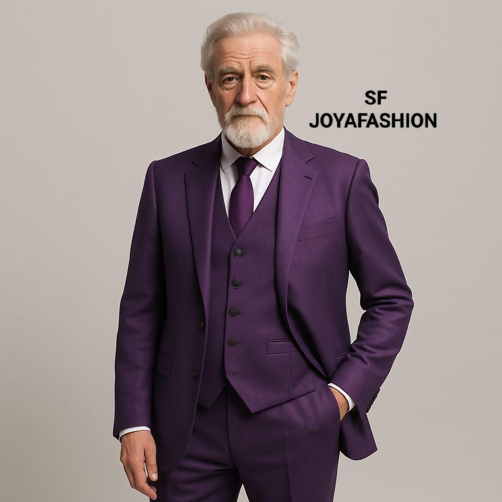 メンズ ディープパープル 3ピーススーツ：モダンフィット ブレザー