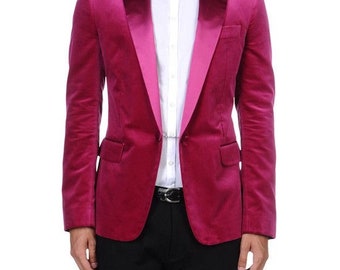 Men's Tuxedo pink Velvet Jacket Blazar New Arrival Luxury Elegant Slim Fit Two Button Wedding Party Wear Blazer event party wear jacket.