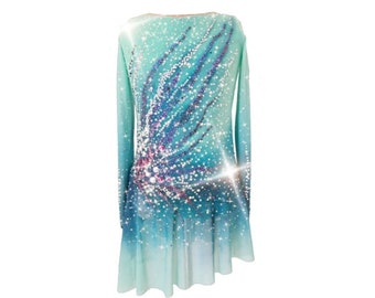 Ombre Ice Skating Dress, Rhinestone Performance Competition Gown