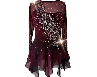 Figure Skating Dress, Sports Dress, Sports Dress, Burgundy Dress, Figure Skating - Etsy Figure Skating Dress, Sports Dress, Sports Dress, Burgundy Dress, Figure Skating - Etsy