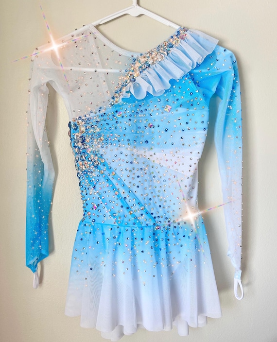 blue and white figure skating dress NEW ombre dress, skating dress, ombre ice skating costume, blue for skating, more skate costume extensive coverage using Swarovski Color:M-Ink Blue summer dresses for plus leah