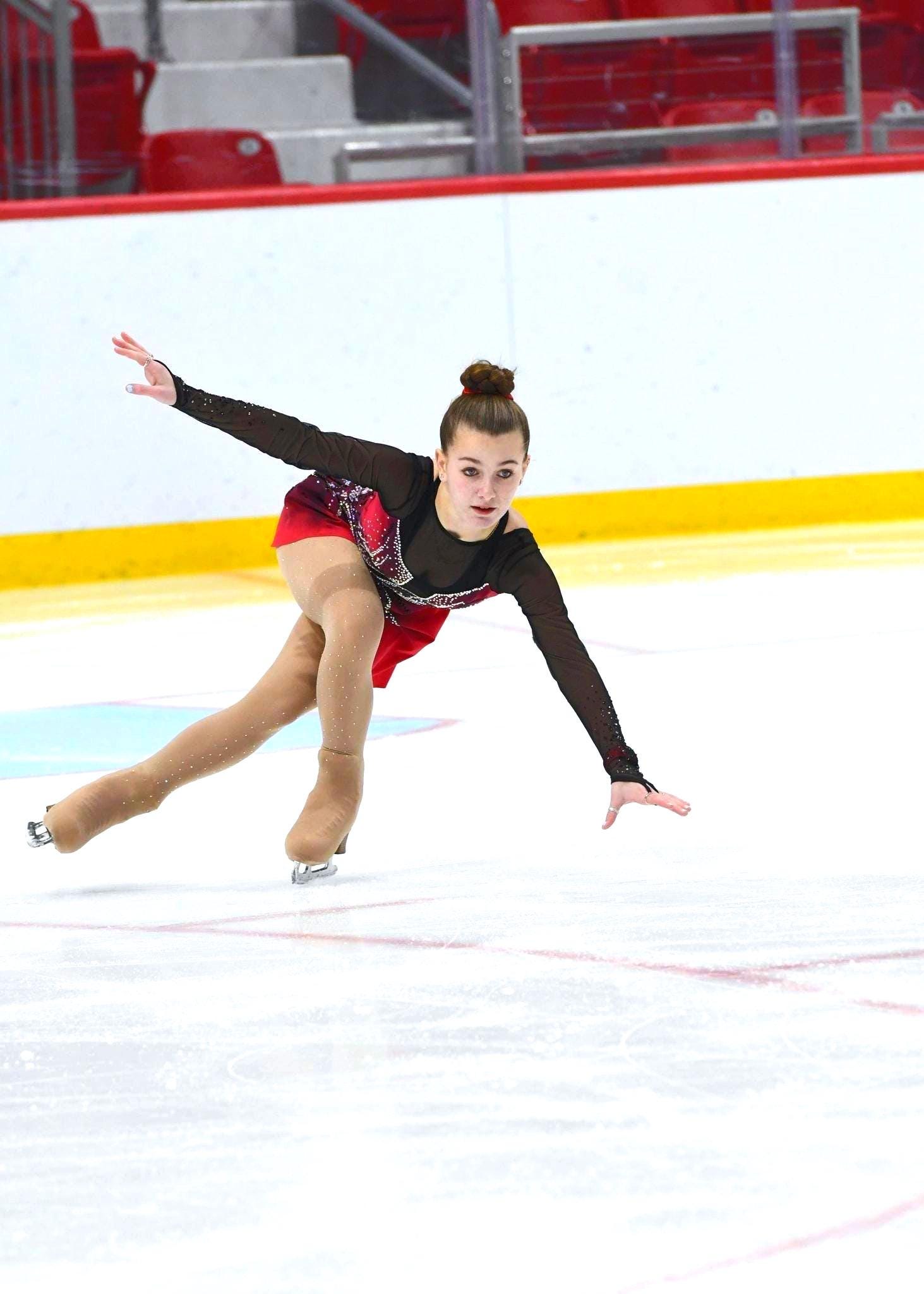 Figure Skating Dress - Orange Diamond Sling Style, Competition & Performance - View #9