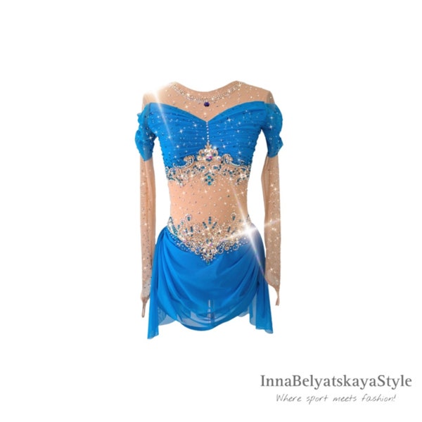 NEW figure skating dress "Jasmine" for "Aladdin" themed performance,  blue figure skating dress, ice skate dress for girls and adults