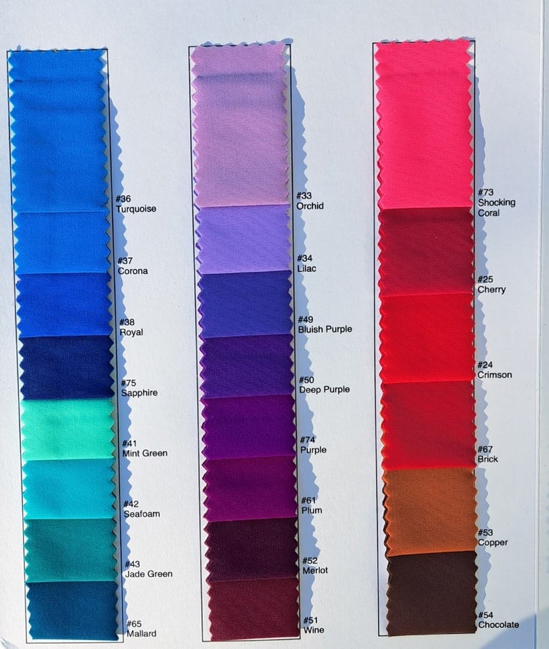 Sample of the colors that you can choose for your dress. Third sheet