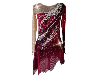 Figure Skating Dress, Sports Dress, Sports Dress, Burgundy Dress, Figure Skating - Etsy Figure Skating Dress, Sports Dress, Sports Dress, Burgundy Dress, Figure Skating - Etsy