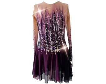 NEW purple ombre figure skating dress,red ice skating costume, custom purple dress, purple skating leotard, ombre figure skating costume