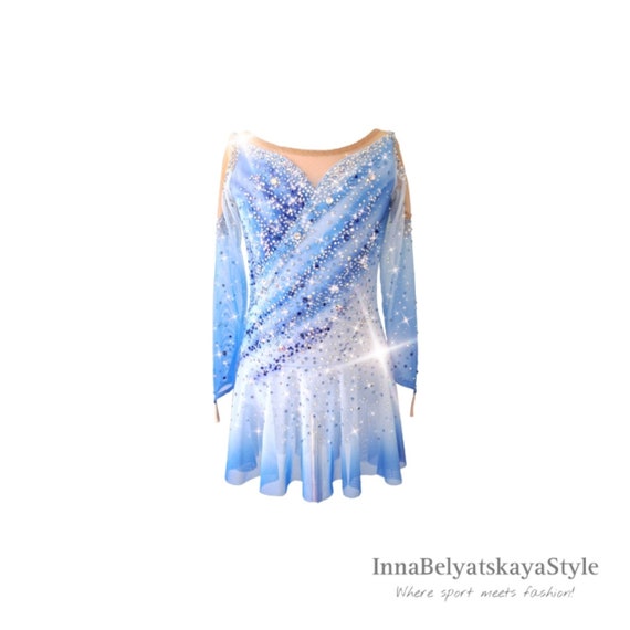 blue ombre figure skating dress Figure Skating Dress #SD278  Skating Spirit