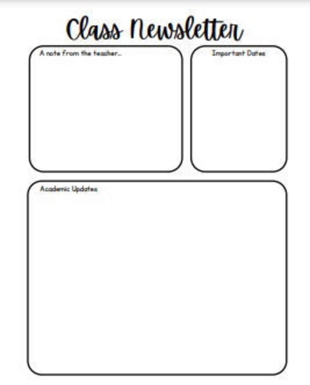 Class Newsletter Template Digital Download Etsy