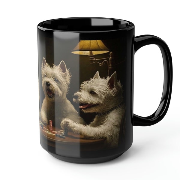 Poker Night at the Westies Black Mug, 15oz