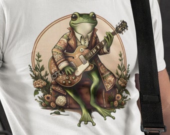 Frog Playing Guitar T-Shirt | Animal Playing Guitar Shirt, Guitar Gifts, Music Tee, Music Shirt, Guitar Shirt, Frog Shirt,