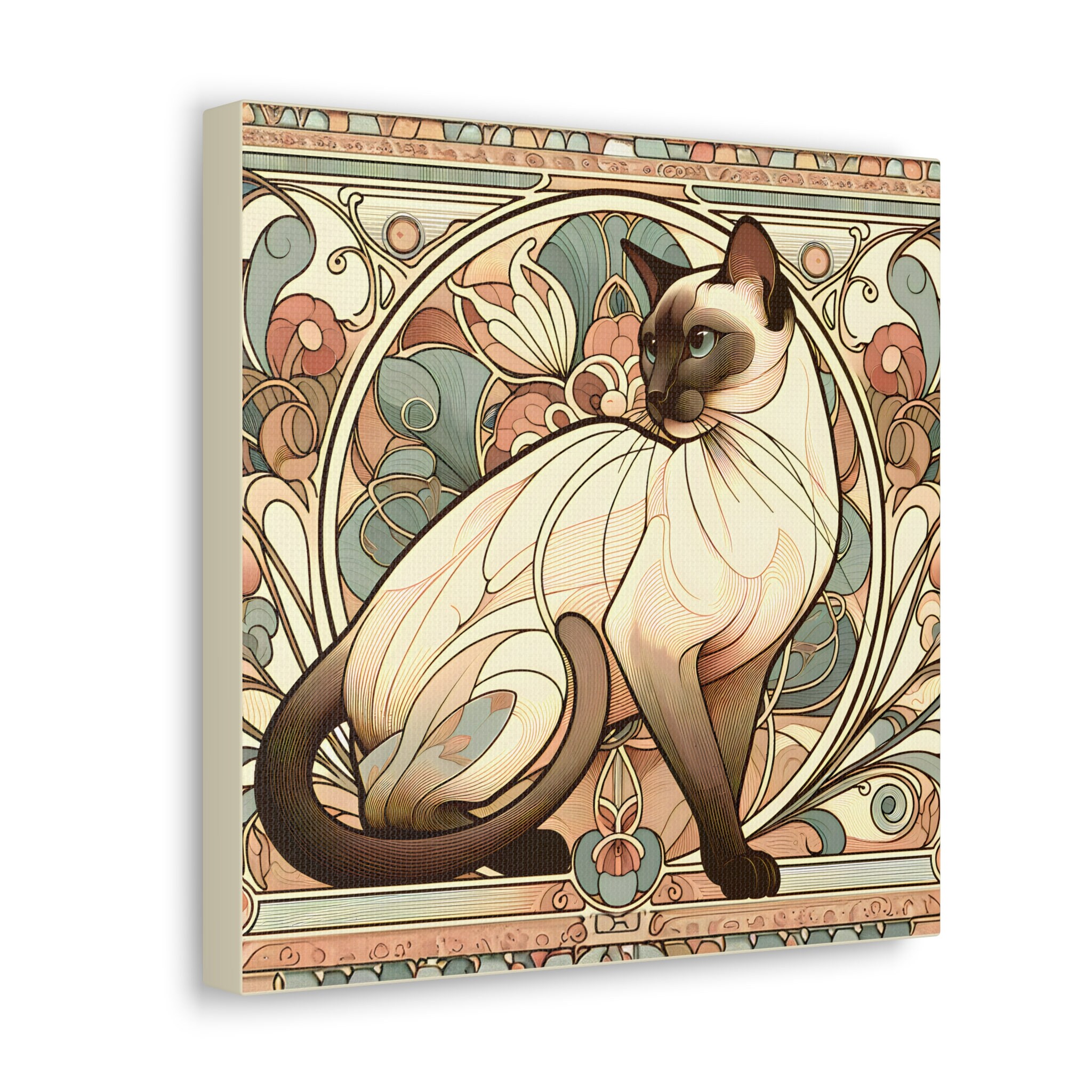 Art Nouveau Siamese Cat Wall Art on Canvas Unique Siamese Cat Gifts Etsy