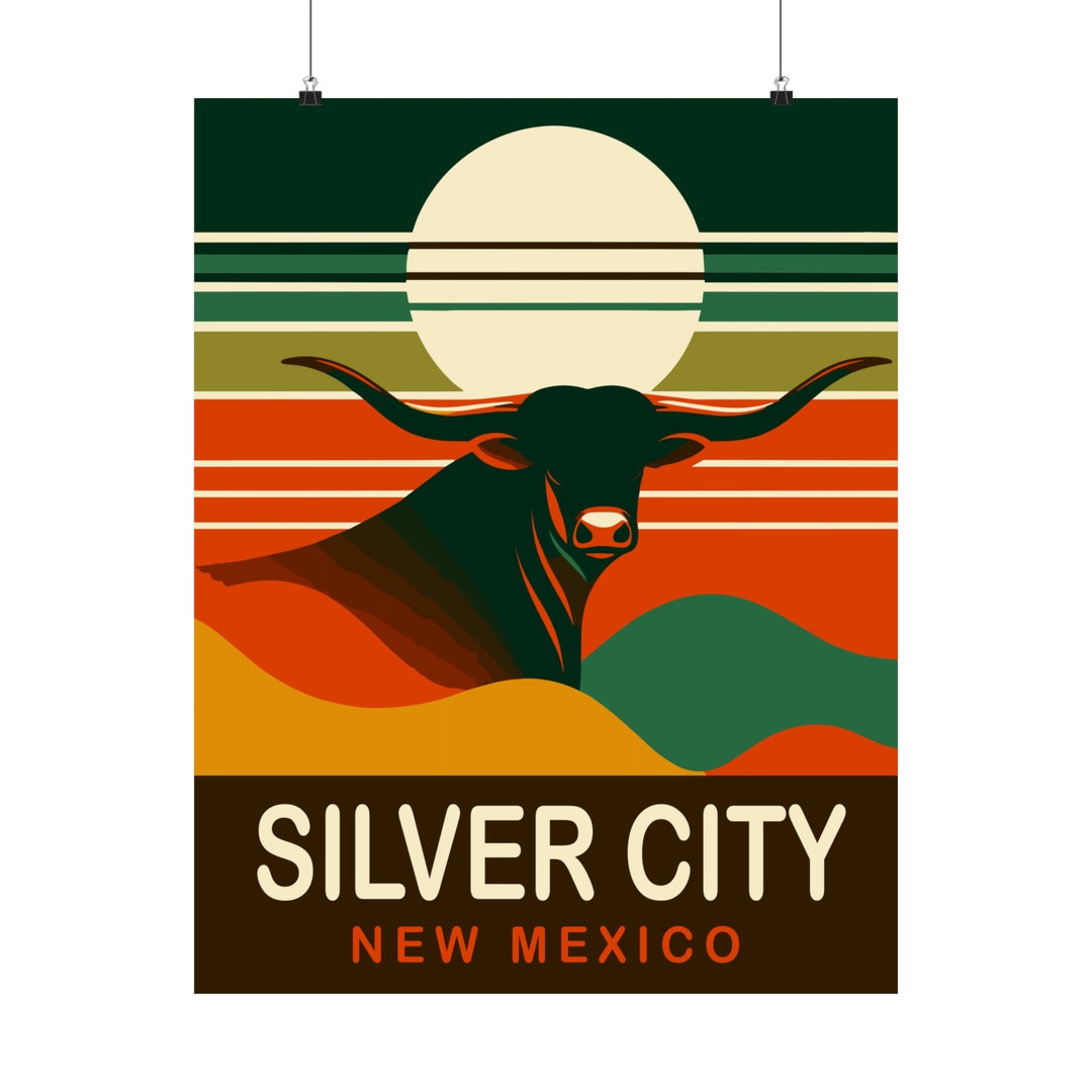 Silver City New Mexico Longhorn Poster Art Print Etsy
