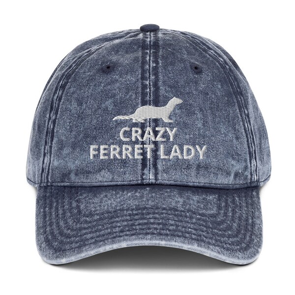 Ferret Vintage Cotton Twill Cap | Crazy Ferret Lady | Perfect gift for the Pet Ferret lover! | Multiple Hat Colors Available