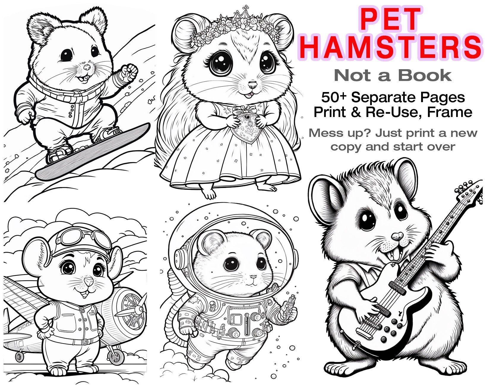 Hamster Coloring Book For kids: A Sweet coloring books kids activity  (Paperback)