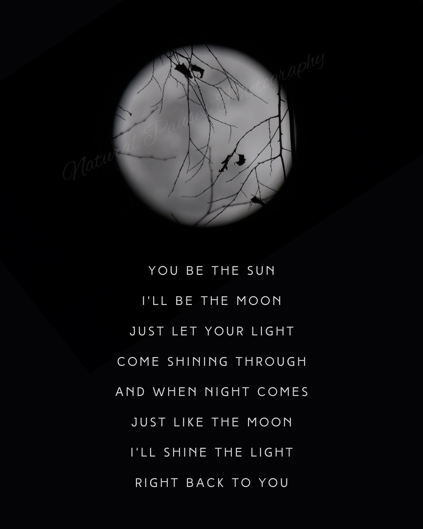 Printable Full Moon Photograph With Love Poem you Be the Sun I'll Be the Moon, Engagement