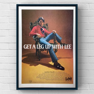Vintage 1970s Lee Brand Clothing 70s Man Pants Lees Magazine Page Ad Poster Paper Print Wall Art Home Decor Retro Gift Original Collectible