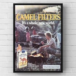 Vintage 1980s Camel Cigarettes Tobacco 80s Magazine Page Ad Poster Print Wall Art Home Decor Retro Gift Original Collectible Man Cave Trendy