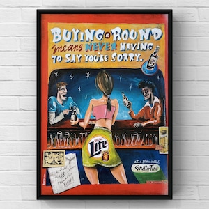 Vintage 2000s Miller Beer Y2K 00s Alcohol Bar Magazine Ad Poster Paper Print Wall Art Home Decor Retro Gift Original Collectible Man Cave