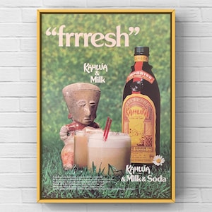 Vintage anni '80 Kahlua Rum Liquore Caffè Bar Alcol 80s Rivista Pubblicità Poster Carta Stampa Arte Murale Arredamento Casa Retro Regalo Originale Collezionabile