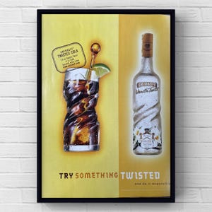 Póster vintage de vodka Smirnoff Twisted Y2K de los años 2000, con diseño de barra de alcohol, para publicidad en revistas, impresión en papel, arte de pared, decoración del hogar, regalo retro, coleccionable original.