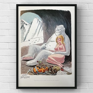 Ilustración vintage de los años 70 Dibujo cómico Página divertida de revista Póster de los años 70 Impresión Decoración original para el hogar Arte de pared Regalo Mujer Retro John Dempsey