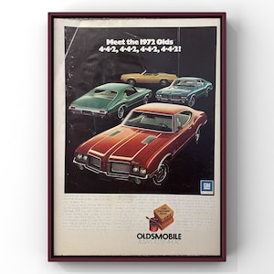 Vintage 1970s Oldsmobile Classic car / old gold cigarettes 70s mancave garage Magazine Ad Poster Print Wall Art Home Decor Retro original