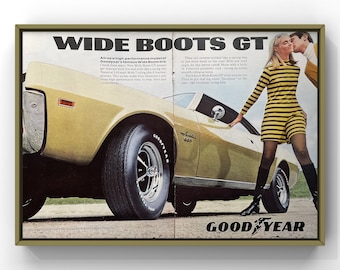 Vintage jaren 1960 Goodyear banden auto jaren '60 tijdschrift advertentie poster papier print Wall Art Home decor retro cadeau originele collectible man Cave trendy