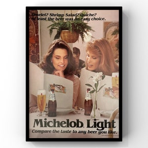 Cartel publicitario vintage de cerveza Michelob de los años 80, con alcohol, para mujeres, de los años 80, para decoración de pared, regalo retro, original, coleccionable, para bar