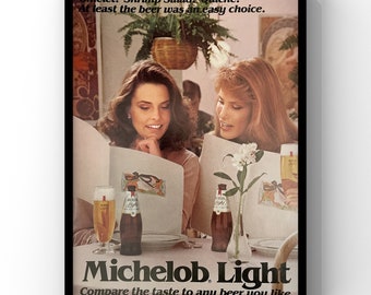 Vintage 1980s Michelob Beer Alcohol 80s Women Beers Magazine Ad Poster Paper Print Wall Art Home Decor Retro Gift Original Collectible Bar