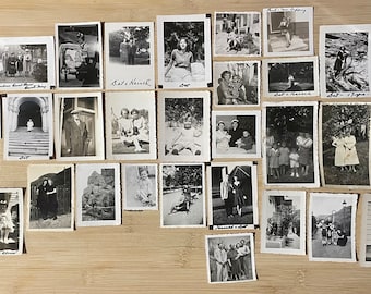 Vintage 1920s / 1930s / 1940s Original 30 fotos LOT Friends Kids Fotografía antigua Blanco y negro 40s Family Film Pictures 50s Gift Camera